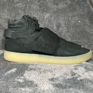 🩵 Adidas Tubular Invader Strap J Suede High Top Sneaker Black Men's sz 10.5